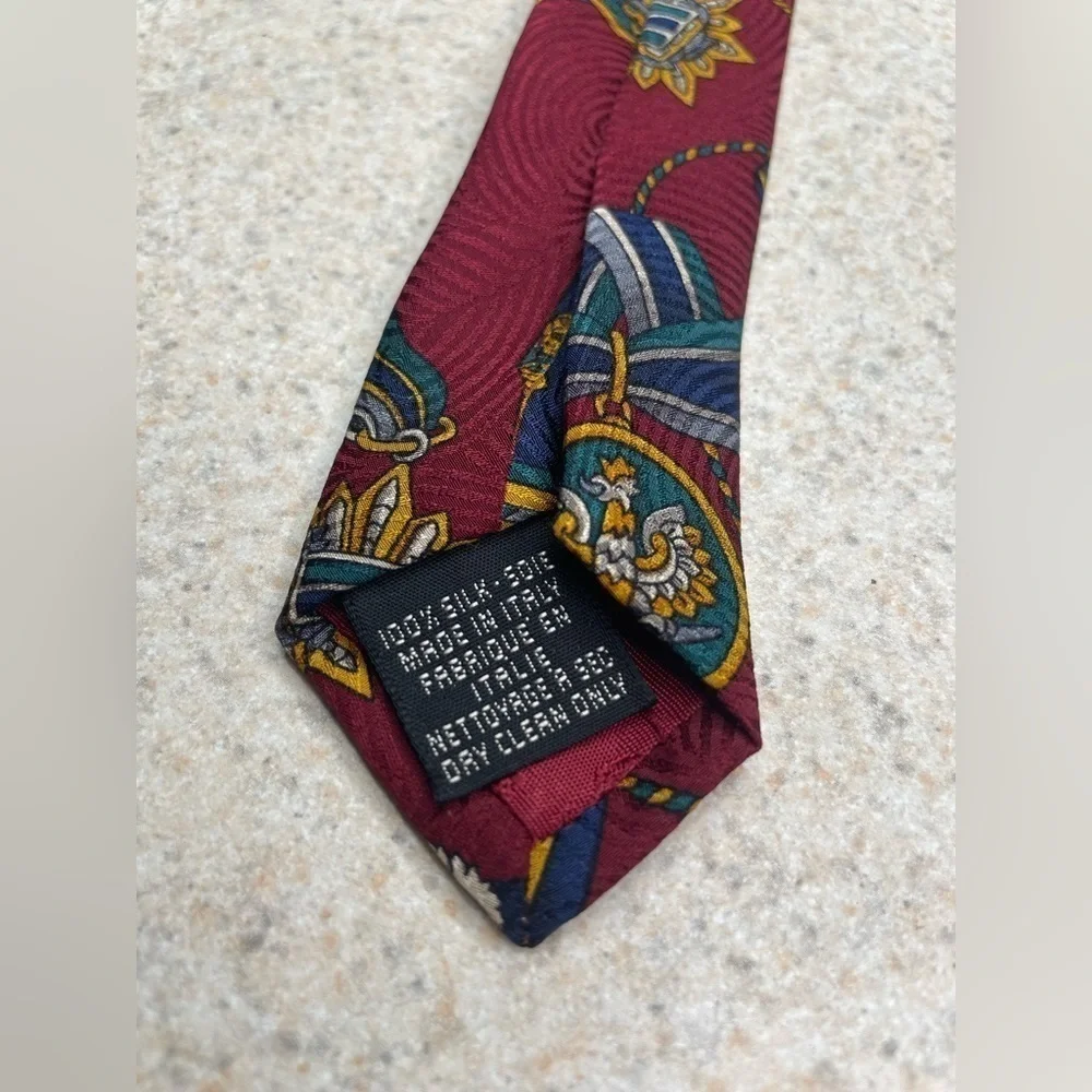 Primavera Italian Silk Tie Military Medal deep Red 57”